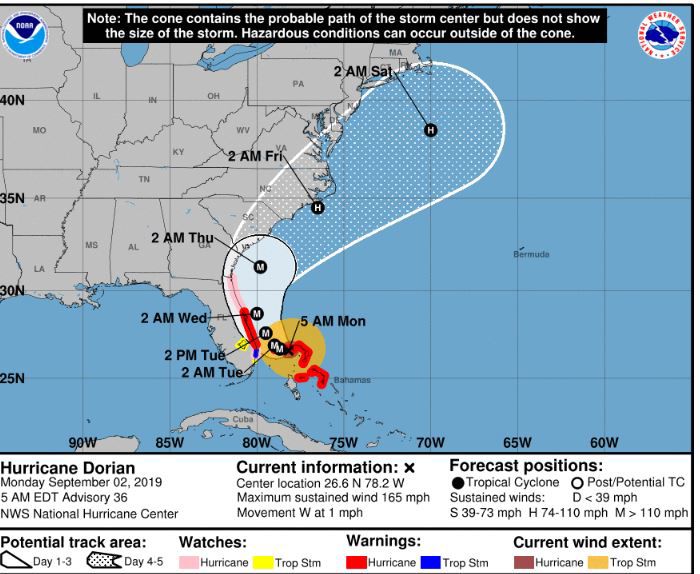5 am Monday advisory - revised track